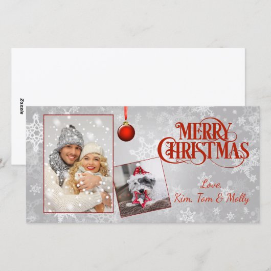 Zilveren foto kerstkaart (Voorkant / Achterkant)