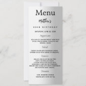 Zilveren foto leuke weetjes verjaardagsmenu kaart (Voorkant)