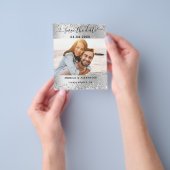 Zilveren fotocode qr code bruiloft Save the Date Flyer (Hand)