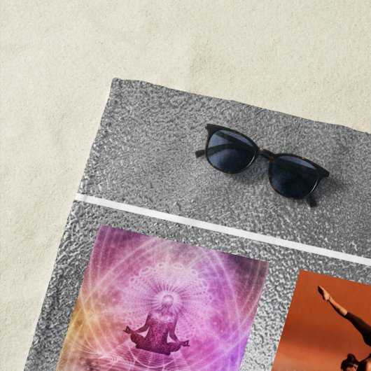 Zilveren fotocollage elegant bedrijfslogo strandlaken (In situ)