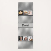 Zilveren fotocollage naam elegante script yogamat (Voorkant)