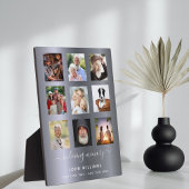 Zilveren fotocollage rouwkaart herdenking fotoplaat