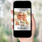 Zilveren fotocollage verjaardagsfeestje welkom poster