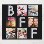 Zilveren fotocollage vriend/vriendin BFF Sparkling Wijnetiket (Enkel label)