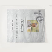 Zilveren fotoglitter welkom 70ste verjaardag wandkleed (Voorkant (horizontaal))