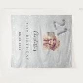 Zilveren fotoglitter-welkom verjaardag 21 wandkleed (Voorkant (horizontaal))