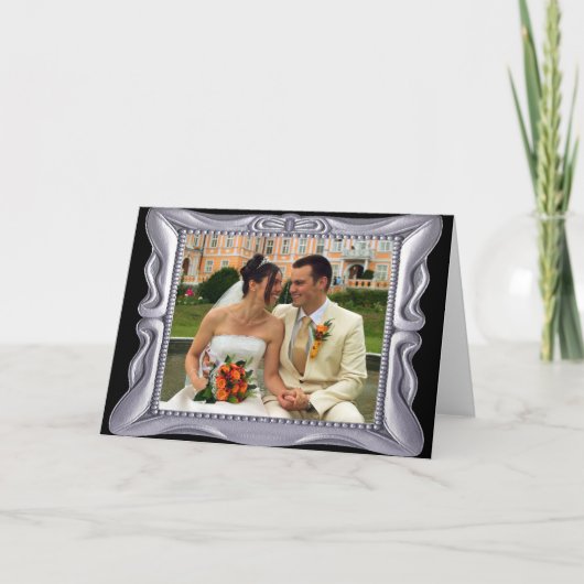Zilveren fotolijst met fancy ontwerp en ruimte voo kaart (Voorkant)