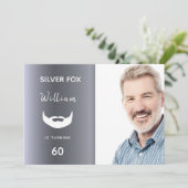 Zilveren fox verjaardagsfeestje aangepaste foto-ma kaart (Staand voorkant)
