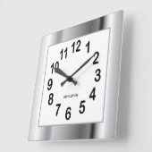 Zilveren Frame en Zwarte Cijfers Vierkante Klok (Hoek)
