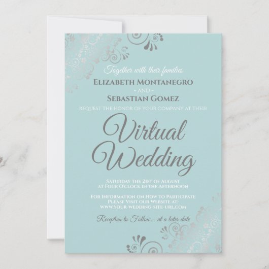 Zilveren franjes Bord Blauwgroen en grijze virtuel Kaart (Voorkant)