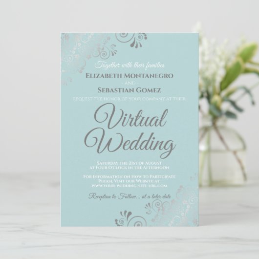 Zilveren franjes Bord Blauwgroen en grijze virtuel Kaart (Staand voorkant)