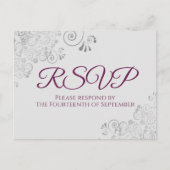 Zilveren franjes Cassis Paarse op Grijs Bruiloft R Briefkaart (Voorkant)