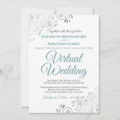 Zilveren franjes Elegant Blauwgroen & Wit Virtual  Kaart (Voorkant)