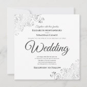 Zilveren franjes Elegant grijs & wit vierkant brui Kaart (Voorkant)