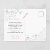 Zilveren franjes op Bord Roze Bruiloft Save the Da Aankondigingskaart (Achterkant)