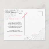 Zilveren franjes w / foto roze bruiloft de datum o aankondigingskaart (Achterkant)