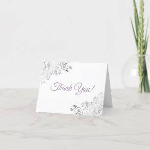 Zilveren Frills Elegante Witte Lavendel Trouwfoto Bedankkaart