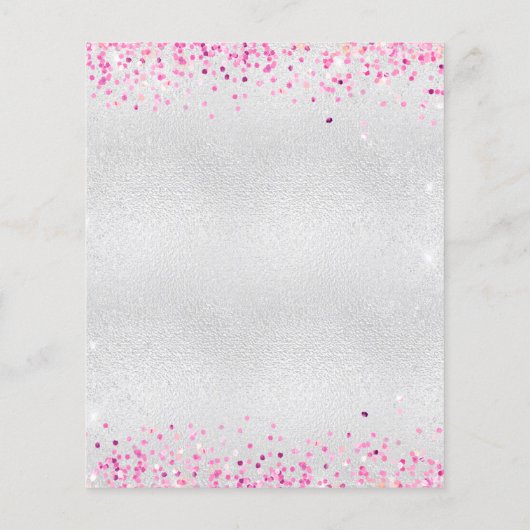 Zilveren fuchsia roze confetti bruiloft programma (Achterkant)