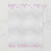 Zilveren fuchsia roze harten bruiloft programma (Achterkant)