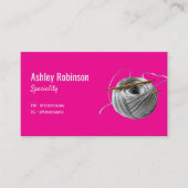 Zilveren garen haaknaald handgemaakt met love pink visitekaartje (Voorkant)