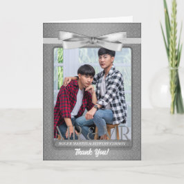 Zilveren Gay van het tweetalige bruidshuwelijk Bedankkaart