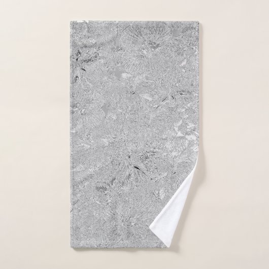 Zilveren geëtste Hibiscus bloemen, handdoek (Handdoek)