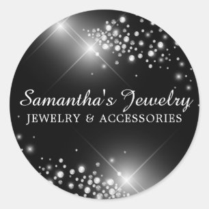 Zilveren gem diamantjuwelen ronde sticker