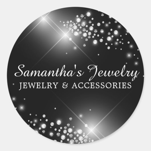 Zilveren gem diamantjuwelen ronde sticker (Voorkant)