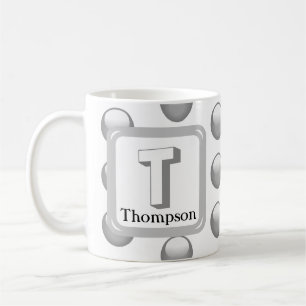 Zilveren geometrisch monogram elegante polka stipp koffiemok