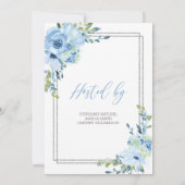 Zilveren geometrische en blauwe bloemenrustieke br kaart (Achterkant)
