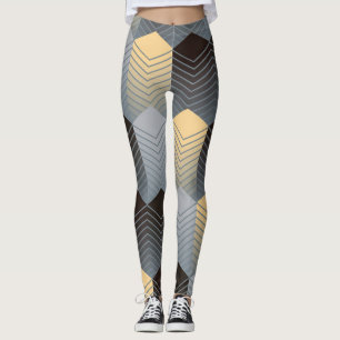 Zilveren geometrische gebouwen, abstract patroon. leggings