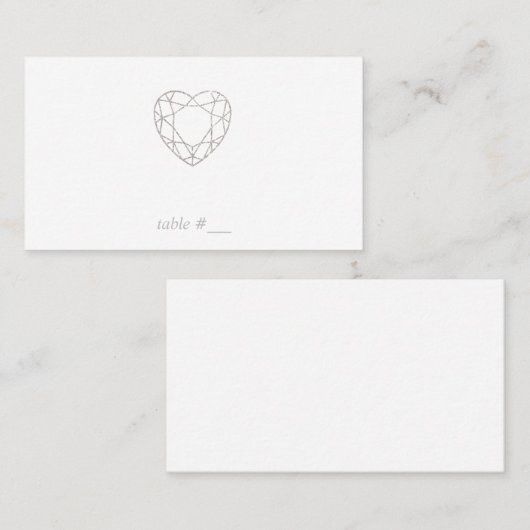 Zilveren geometrische hart plaats kaarten - plat plaatskaartje (Voorkant / Achterkant)