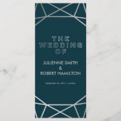 Zilveren geometrische huwelijksceremonie programma programmakaart (Voorkant)