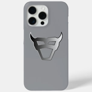 Zilveren Geometrische Stier Chrome Look-logo iPhone 15 Pro Max Hoesje