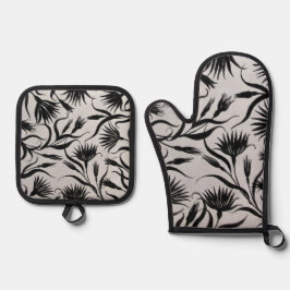 Zilveren gewatteerde hittebescherming, Ovenwanten Ovenwant & Pannenlap Set