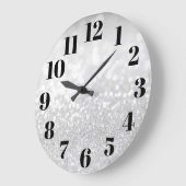 Zilveren Glam Bokeh Glitter Grote Klok (Hoek)