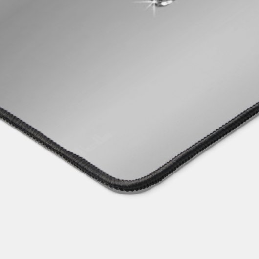 Zilveren Glam Girly Sparkles Luxe Monogram Bureaumat (Hoek)