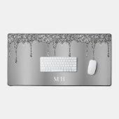 Zilveren Glam Girly Sparkles Luxe Monogram Bureaumat (Keyboard & Muis)