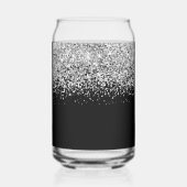 Zilveren Glam Glitter op Zwart Blikvorm Glas (Achterkant)