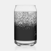 Zilveren Glam Glitter op Zwart Blikvorm Glas (Rechts)