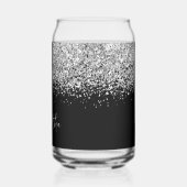 Zilveren Glam Glitter op Zwart Blikvorm Glas (Links)