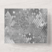 Zilveren Glam Glitter Snake Skin All In One Uitnodiging (Achterkant)