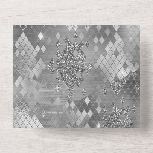 Zilveren Glam Glitter Snake Skin All In One Uitnodiging (Achterkant)