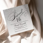 Zilveren Glam Glitter Sweet 16 Vierkante uitnodigi Kaart<br><div class="desc">Deze prachtige uitnodiging is voorzien van faux ombre glitter en uw aangepaste tekst. Gebruik de sjabloon van de add uw informatie. Verander de doopvont of voeg meer tekst toe gebruikend de Customize eigenschap van het.</div>