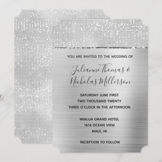 Zilveren Glam Glitz bruiloft Kaart (Voorkant / Achterkant)