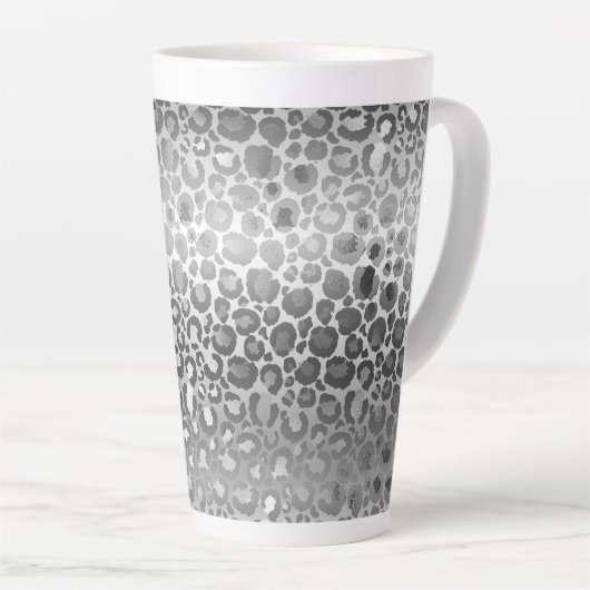 Zilveren Glam Leopard Dierenprint Latte Mok (Rechterhoek)