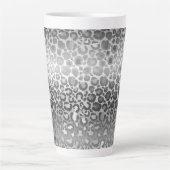 Zilveren Glam Leopard Dierenprint Latte Mok (Voorkant)