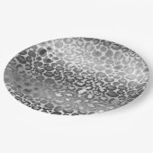 Zilveren Glam Leopard Dierenprint Papieren Bordje (Gekanteld)