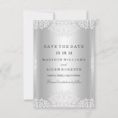 Zilveren Glamor Wedding sparen de Datum Save The Date (Voorkant)