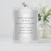 Zilveren  Glamor Wedding sparen de Datum Save The Date (Staand voorkant)